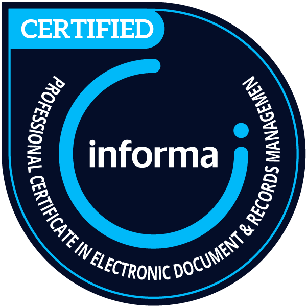 Insignia del certificado en gestión electrónica de documentos y registros